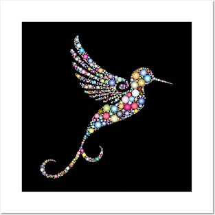 Colourful hummingbird in prismatic bubble design 2 Posters and Art